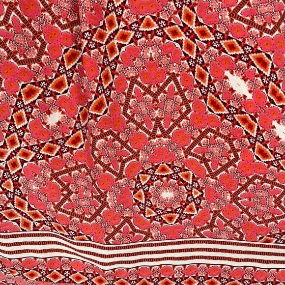 Talbots Long Sleeve Chiffon Blouse Top Size M Pink White Geometric Boho Barbie - Picture 4 of 11